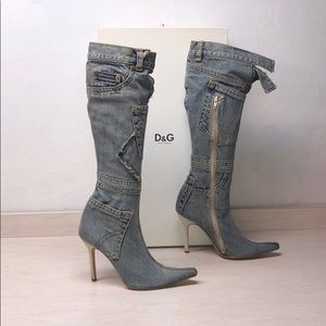 D & G, Dolce & Gabbana high heel denim boots